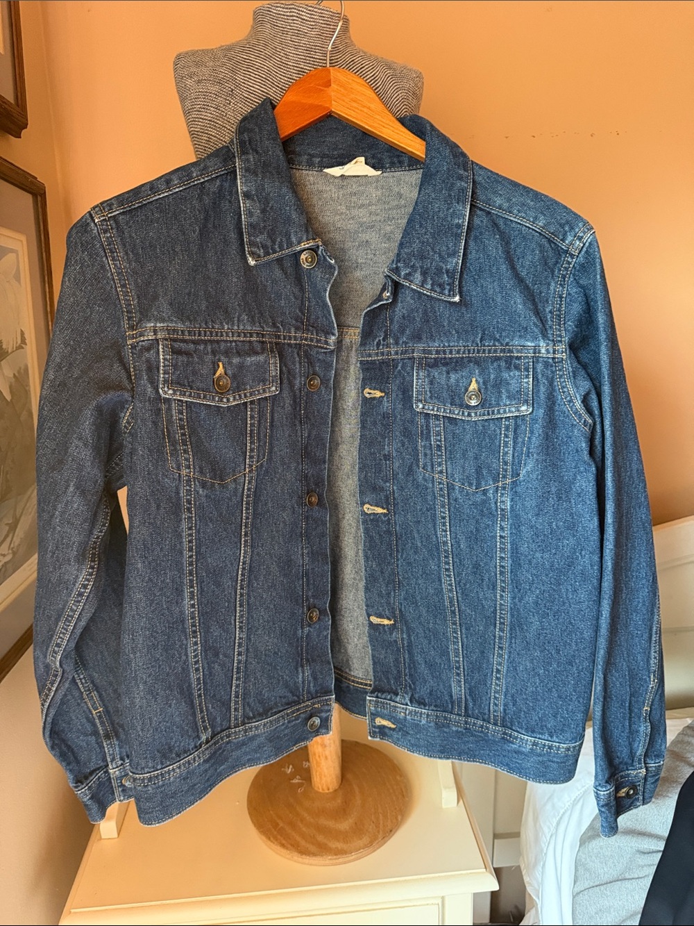 Lands' End Dark Blue Denim Jean Jacket Trucker Vint kids SZ XL 14 16 Women’s XS